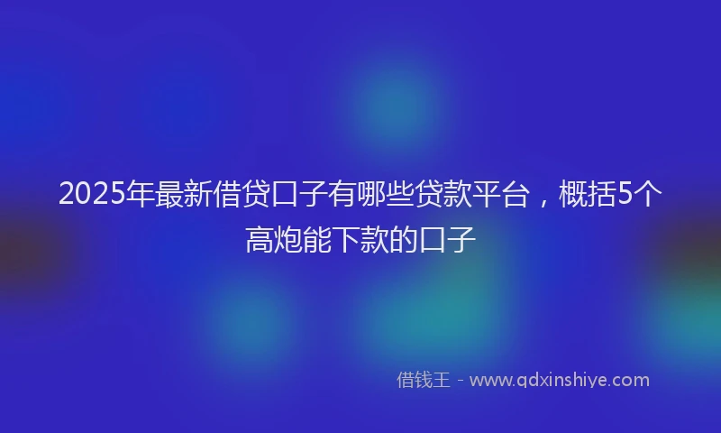 2025年最新借贷口子有哪些贷款平台，概括5个高炮能下款的口子