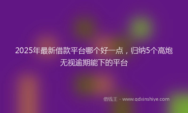 2025年最新借款平台哪个好一点，归纳5个高炮无视逾期能下的平台