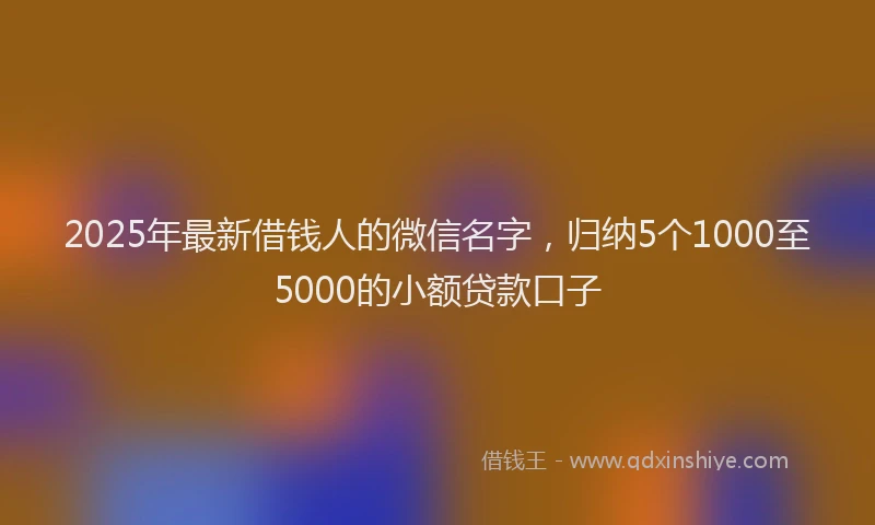 2025年最新借钱人的微信名字，归纳5个1000至5000的小额贷款口子