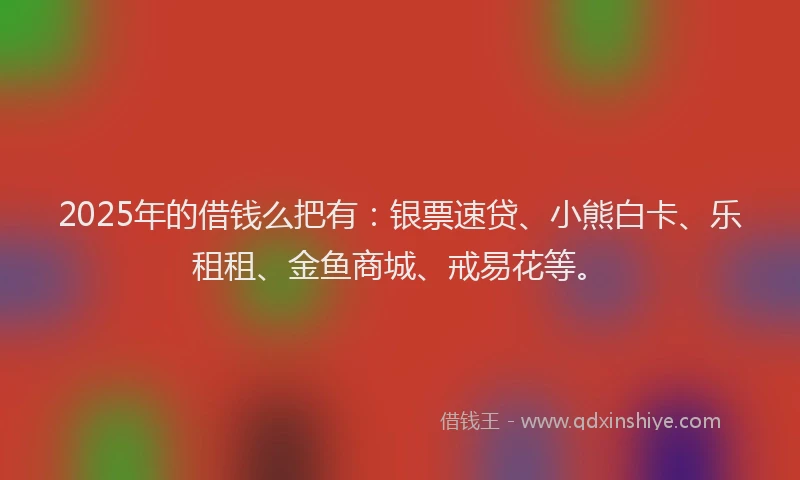 2025年的借钱么把有：银票速贷、小熊白卡、乐租租、金鱼商城、戒易花等。