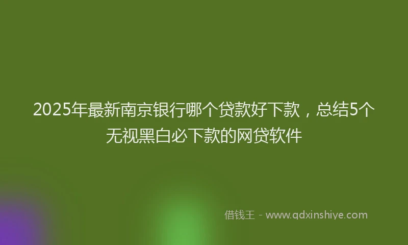 2025年最新南京银行哪个贷款好下款，总结5个无视黑白必下款的网贷软件
