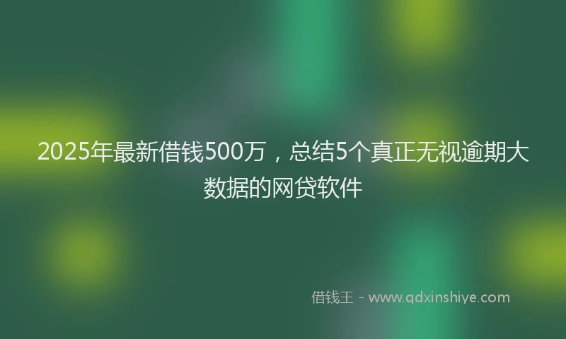 2025年最新借钱500万，总结5个真正无视逾期大数据的网贷软件