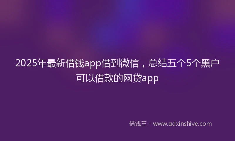 2025年最新借钱app借到微信，总结五个5个黑户可以借款的网贷app