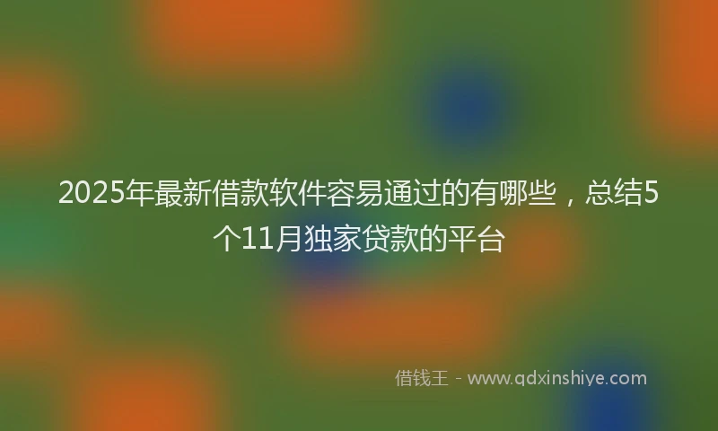2025年最新借款软件容易通过的有哪些，总结5个11月独家贷款的平台