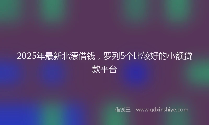 2025年最新北漂借钱，罗列5个比较好的小额贷款平台