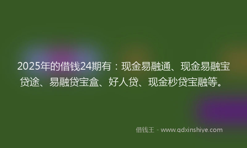 2025年的借钱24期有：现金易融通、现金易融宝贷途、易融贷宝盒、好人贷、现金秒贷宝融等。