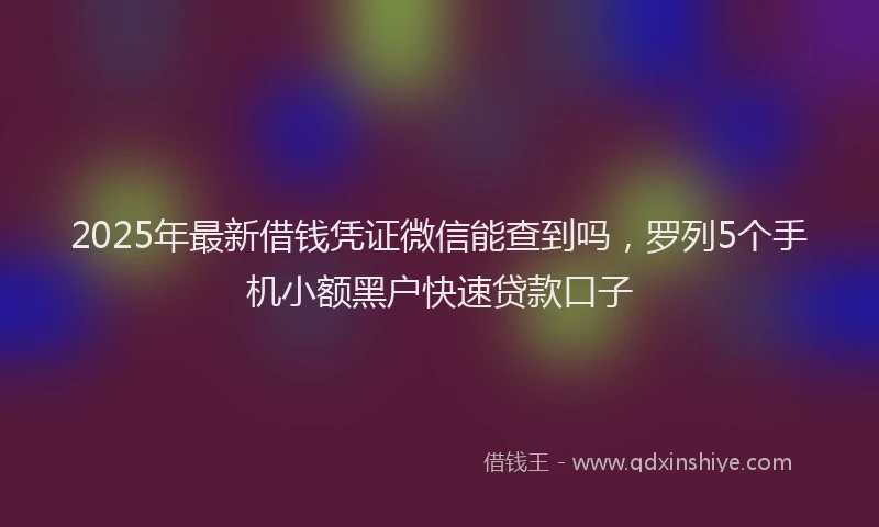 2025年最新借钱凭证微信能查到吗，罗列5个手机小额黑户快速贷款口子