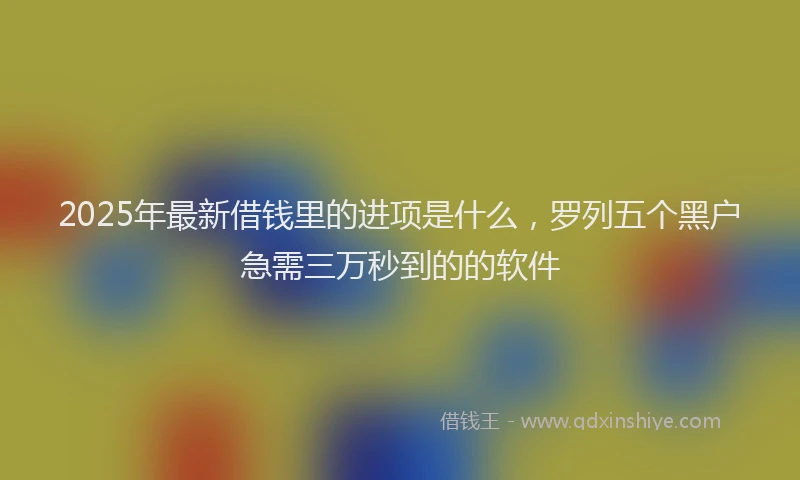 2025年最新借钱里的进项是什么，罗列五个黑户急需三万秒到的的软件