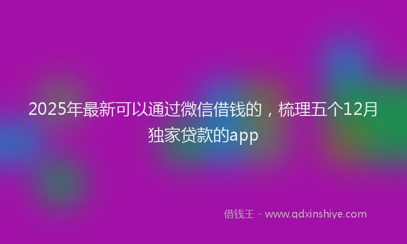 2025年最新可以通过微信借钱的，梳理五个12月独家贷款的app