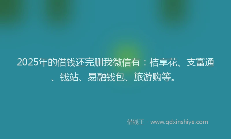2025年的借钱还完删我微信有：桔享花、支富通、钱站、易融钱包、旅游购等。