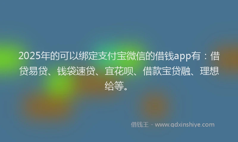 2025年的可以绑定支付宝微信的借钱app有：借贷易贷、钱袋速贷、宜花呗、借款宝贷融、理想给等。
