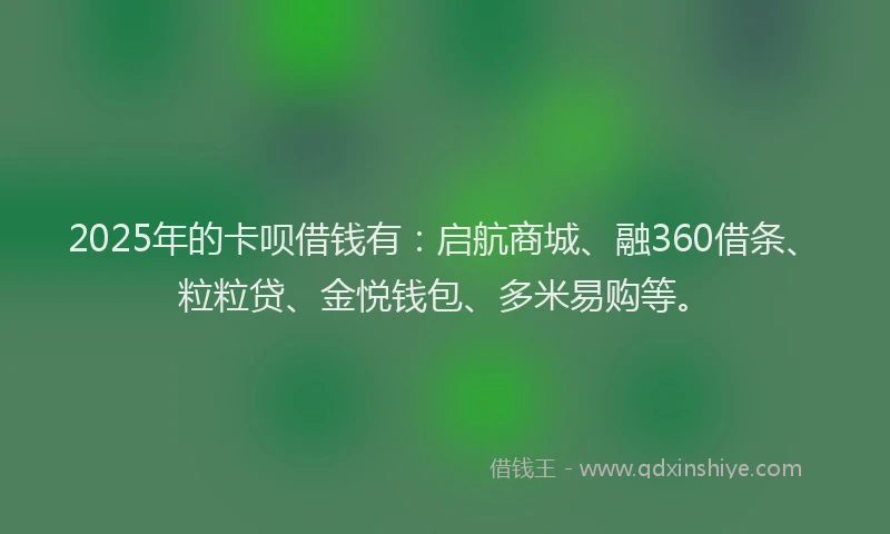 2025年的卡呗借钱有：启航商城、融360借条、粒粒贷、金悦钱包、多米易购等。
