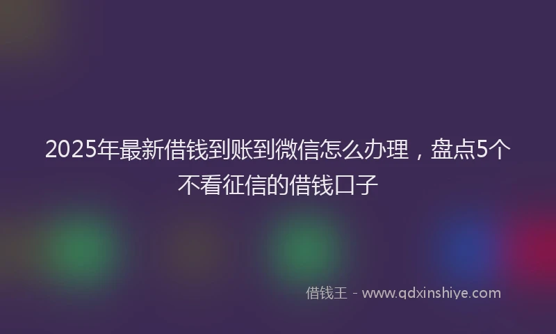 2025年最新借钱到账到微信怎么办理，盘点5个不看征信的借钱口子