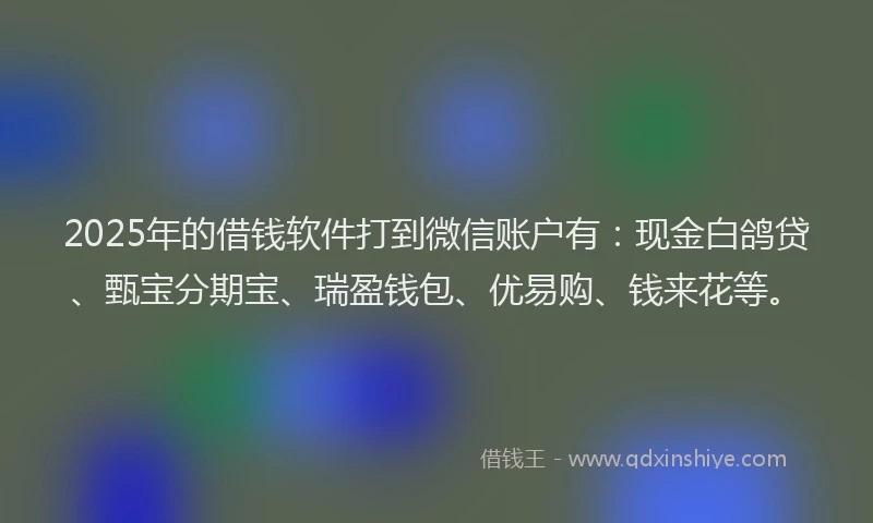 2025年的借钱软件打到微信账户有：现金白鸽贷、甄宝分期宝、瑞盈钱包、优易购、钱来花等。