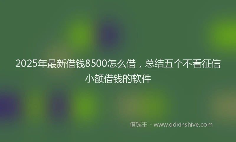 2025年最新借钱8500怎么借，总结五个不看征信小额借钱的软件