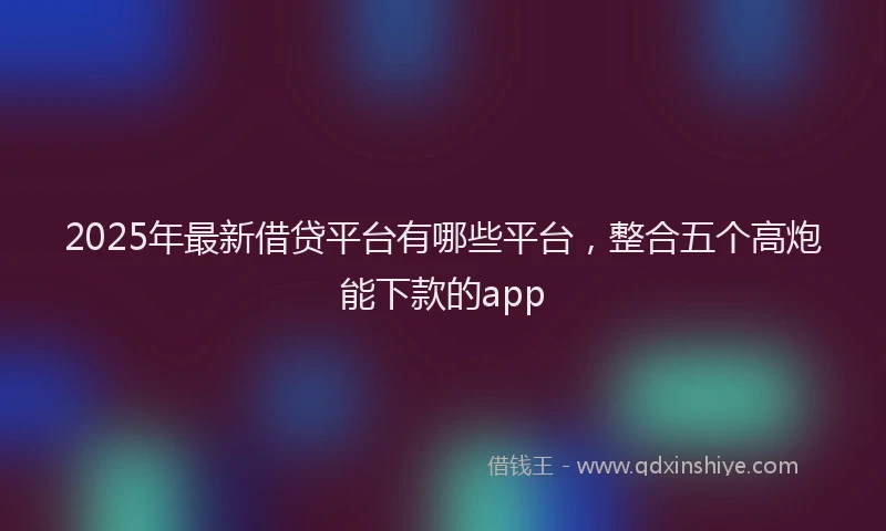 2025年最新借贷平台有哪些平台，整合五个高炮能下款的app