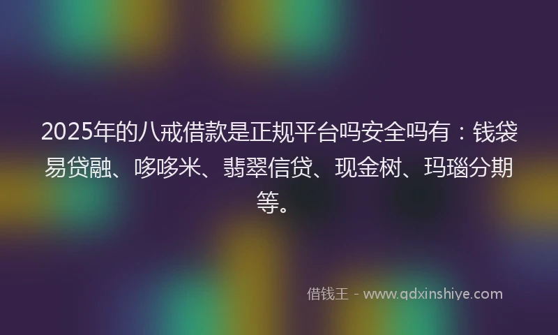 2025年的八戒借款是正规平台吗安全吗有：钱袋易贷融、哆哆米、翡翠信贷、现金树、玛瑙分期等。