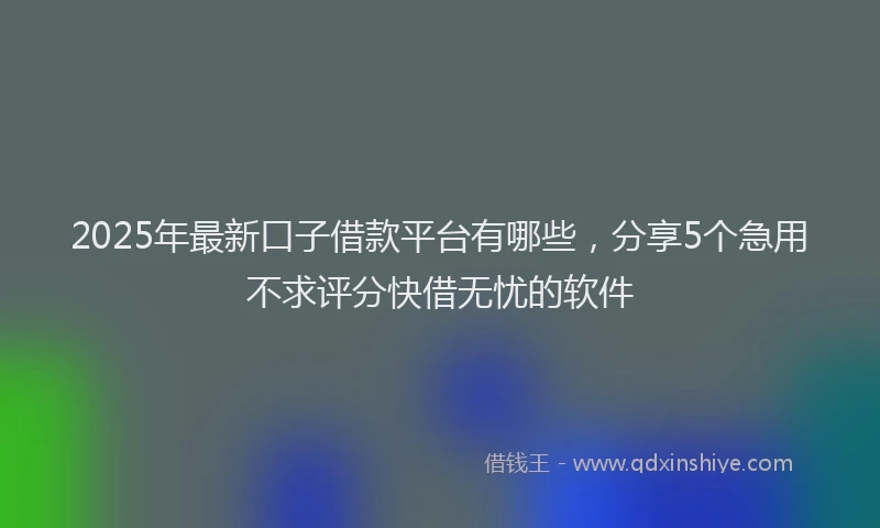 2025年最新口子借款平台有哪些，分享5个急用不求评分快借无忧的软件