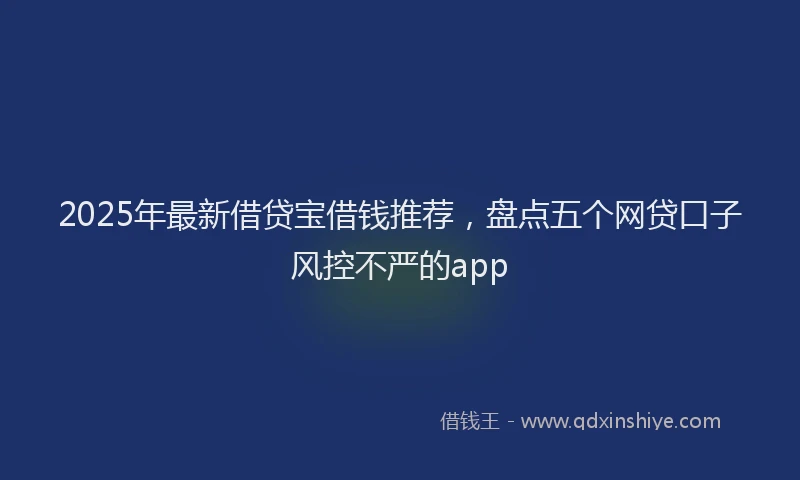 2025年最新借贷宝借钱推荐，盘点五个网贷口子风控不严的app