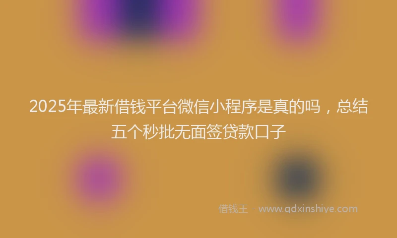 2025年最新借钱平台微信小程序是真的吗，总结五个秒批无面签贷款口子