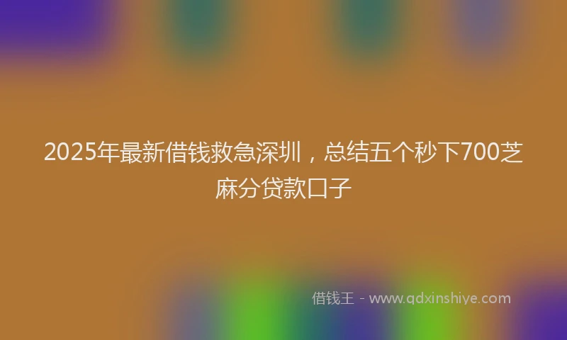 2025年最新借钱救急深圳，总结五个秒下700芝麻分贷款口子