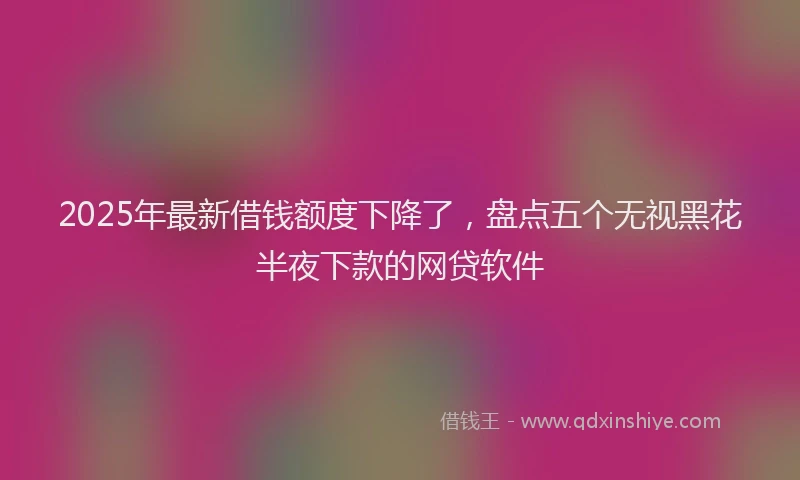 2025年最新借钱额度下降了，盘点五个无视黑花半夜下款的网贷软件