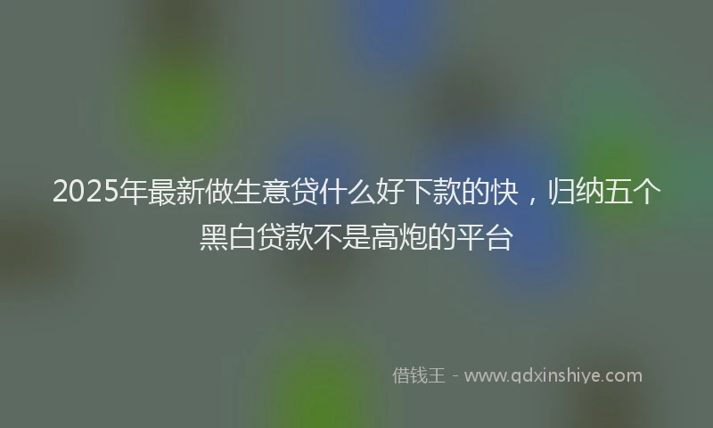 2025年最新做生意贷什么好下款的快，归纳五个黑白贷款不是高炮的平台