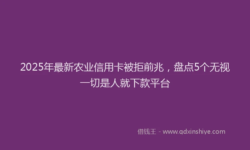 2025年最新农业信用卡被拒前兆，盘点5个无视一切是人就下款平台