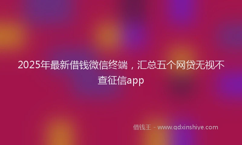 2025年最新借钱微信终端，汇总五个网贷无视不查征信app