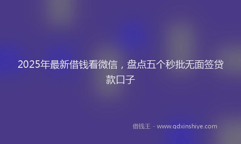 2025年最新借钱看微信，盘点五个秒批无面签贷款口子
