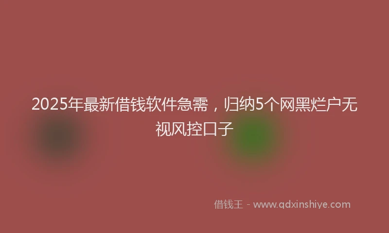 2025年最新借钱软件急需，归纳5个网黑烂户无视风控口子