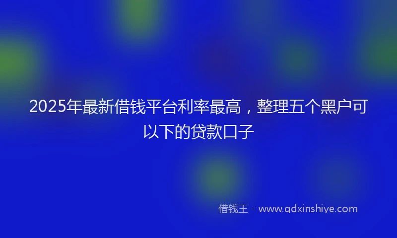 2025年最新借钱平台利率最高，整理五个黑户可以下的贷款口子