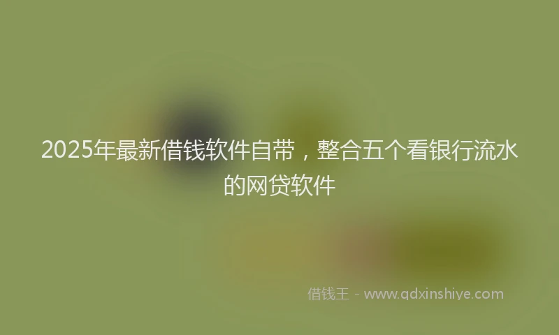 2025年最新借钱软件自带，整合五个看银行流水的网贷软件