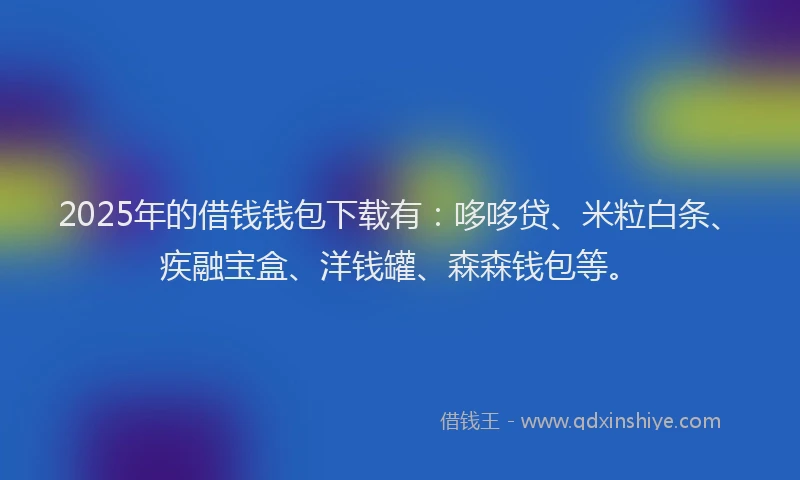 2025年的借钱钱包下载有：哆哆贷、米粒白条、疾融宝盒、洋钱罐、森森钱包等。