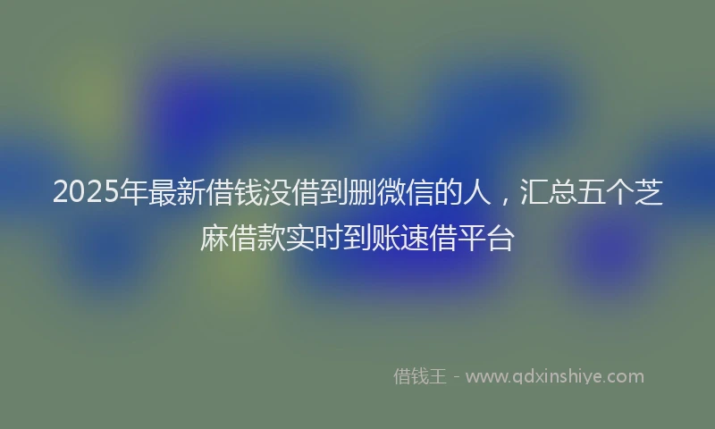 2025年最新借钱没借到删微信的人，汇总五个芝麻借款实时到账速借平台