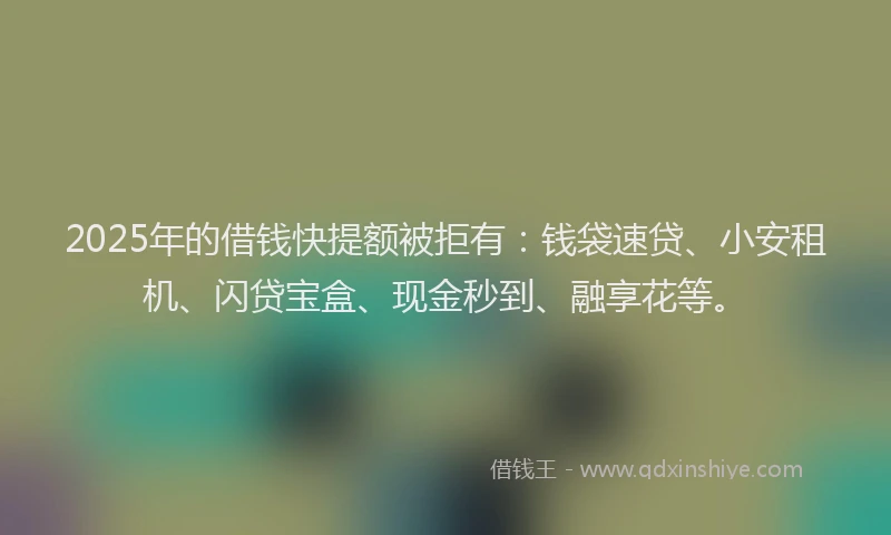2025年的借钱快提额被拒有：钱袋速贷、小安租机、闪贷宝盒、现金秒到、融享花等。