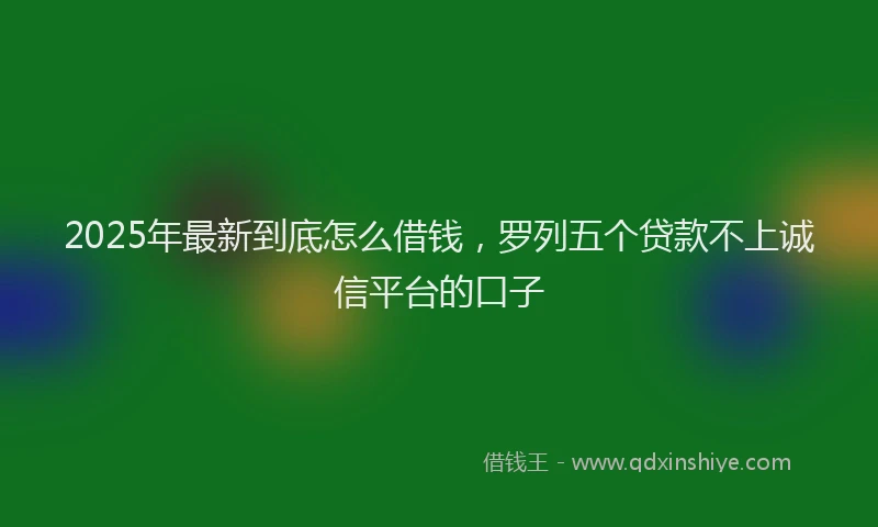 2025年最新到底怎么借钱，罗列五个贷款不上诚信平台的口子