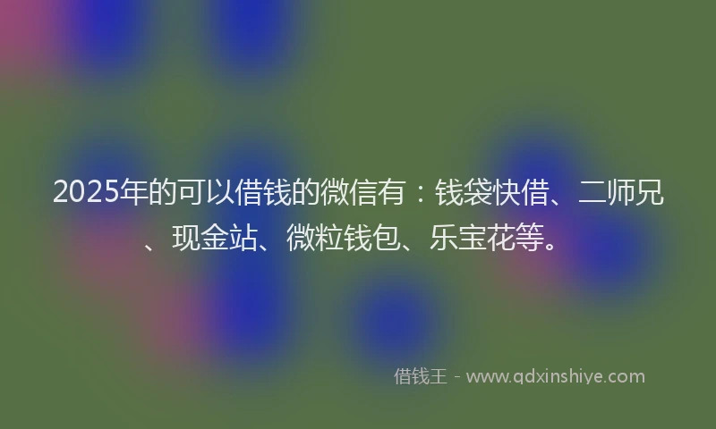 2025年的可以借钱的微信有:钱袋快借、二师兄、现金站、微粒钱包、乐宝花等。