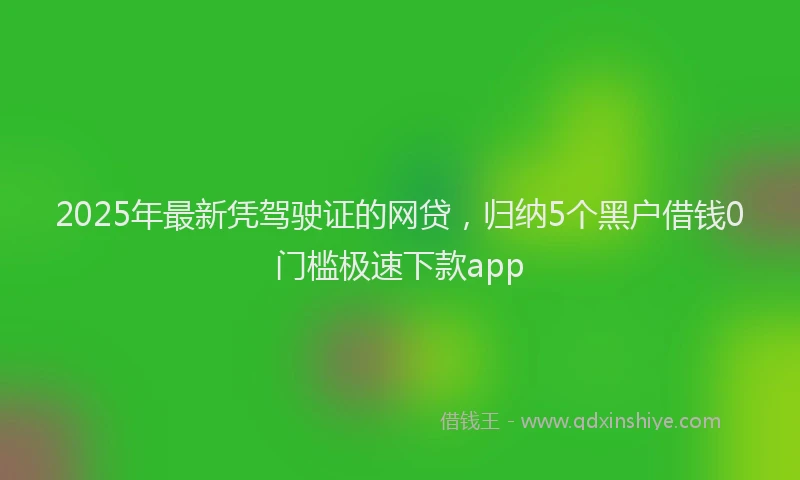 2025年最新凭驾驶证的网贷，归纳5个黑户借钱0门槛极速下款app