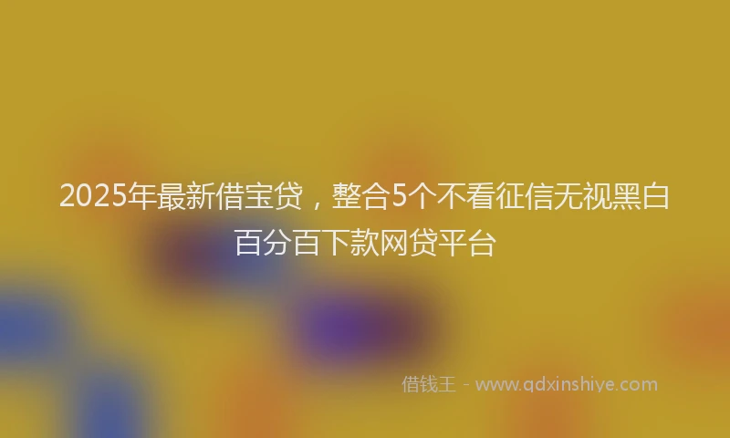 2025年最新借宝贷，整合5个不看征信无视黑白百分百下款网贷平台