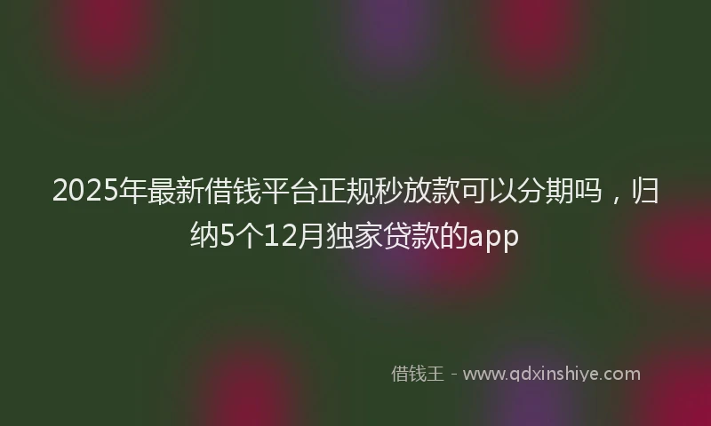 2025年最新借钱平台正规秒放款可以分期吗，归纳5个12月独家贷款的app