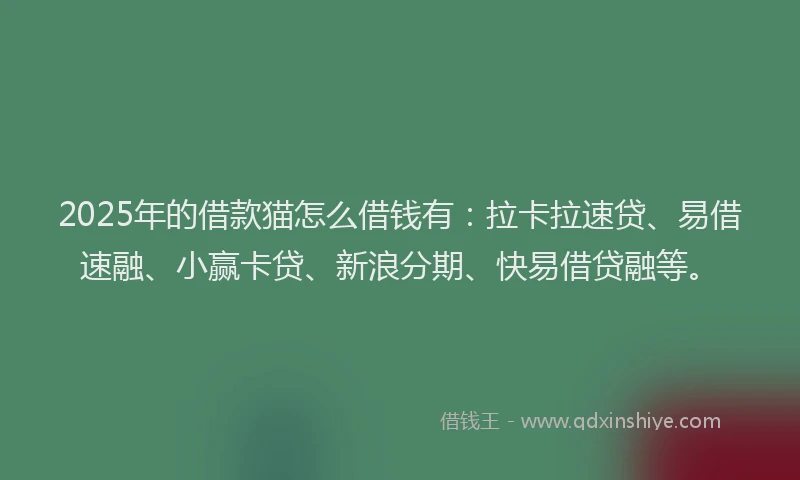 2025年的借款猫怎么借钱有：拉卡拉速贷、易借速融、小赢卡贷、新浪分期、快易借贷融等。