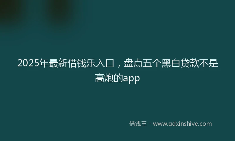 2025年最新借钱乐入口，盘点五个黑白贷款不是高炮的app