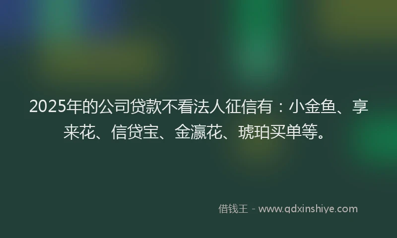 2025年的公司贷款不看法人征信有：小金鱼、享来花、信贷宝、金瀛花、琥珀买单等。