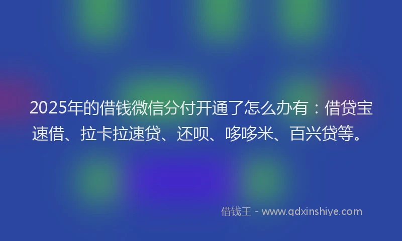 2025年的借钱微信分付开通了怎么办有：借贷宝速借、拉卡拉速贷、还呗、哆哆米、百兴贷等。