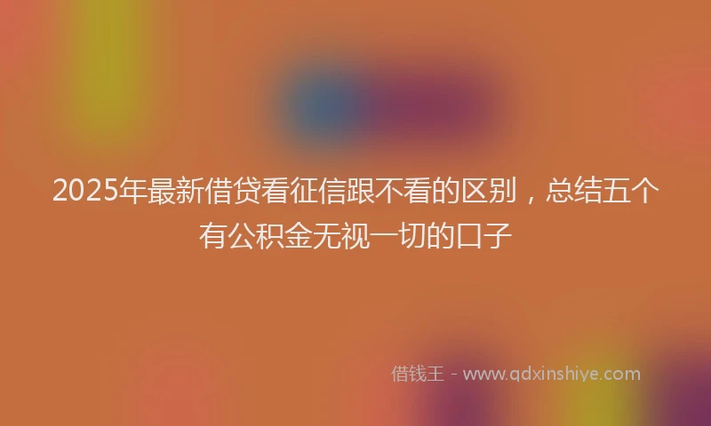 2025年最新借贷看征信跟不看的区别，总结五个有公积金无视一切的口子