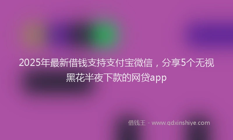 2025年最新借钱支持支付宝微信，分享5个无视黑花半夜下款的网贷app