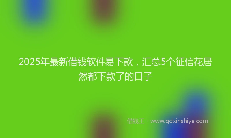 2025年最新借钱软件易下款，汇总5个征信花居然都下款了的口子