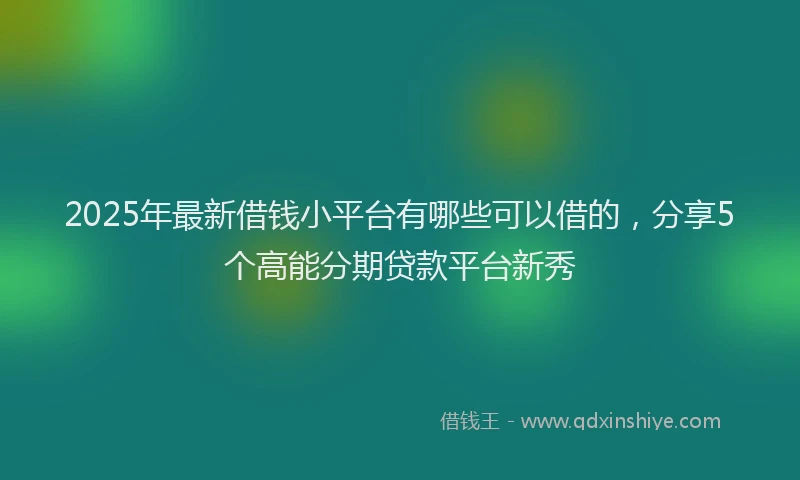 2025年最新借钱小平台有哪些可以借的，分享5个高能分期贷款平台新秀