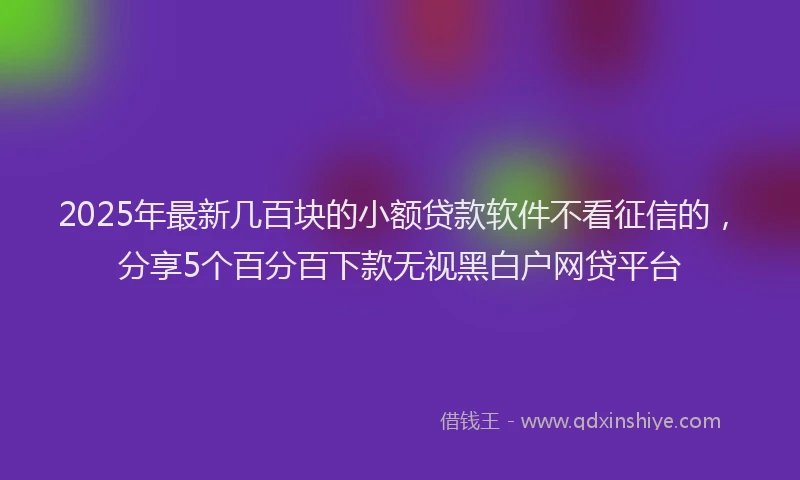 2025年最新几百块的小额贷款软件不看征信的，分享5个百分百下款无视黑白户网贷平台